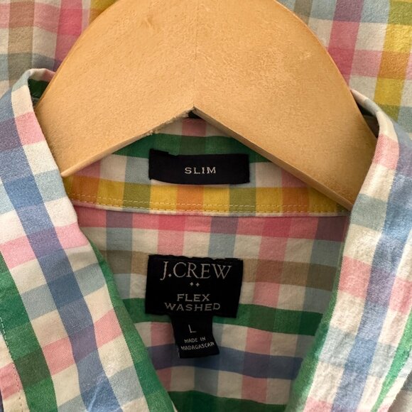 J.Crew Men Slim Short-Sleeve Flex Washed Casual Shirt Multicolor Plaid - Picture 4 of 7